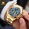 OLEVS Top Brand Men's Automatic Mechanical Watch Deep Waterproof Stainless Steel Strap Men Automatic Wristwatch Gold Watch